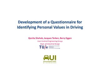 Development of a Questionnaire for Identifying Personal Values in Driving