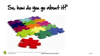 So, how do you go about it?
© Jonathan Hazell Scottish Branch seminar 31/10/13 Page 14
http://daveharman.com/wp-content/uploads/2011/11/jigsaw-puzzle-2.jpg
 