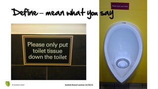 © Jonathan Hazell Scottish Branch seminar 31/10/13 Page 42
Define – mean what you say
 