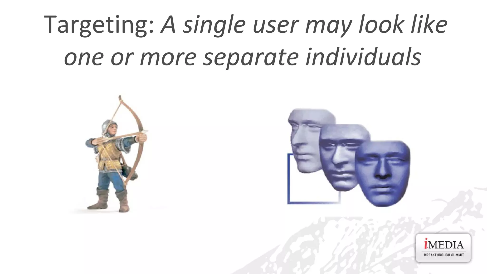 Targeting: A single user may look like
one or more separate individuals

 