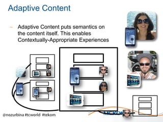 Adaptive Content
~ Adaptive Content puts semantics on
the content itself. This enables
Contextually-Appropriate Experiences

 