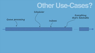 Other Use-Cases?
Scheduler
Queue processing

Indexes

Everything
that’s batchable

 