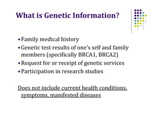 Legal Issues Raised by Genetic Testing: Genetic Discrimination and Gene Patents Slide 4
