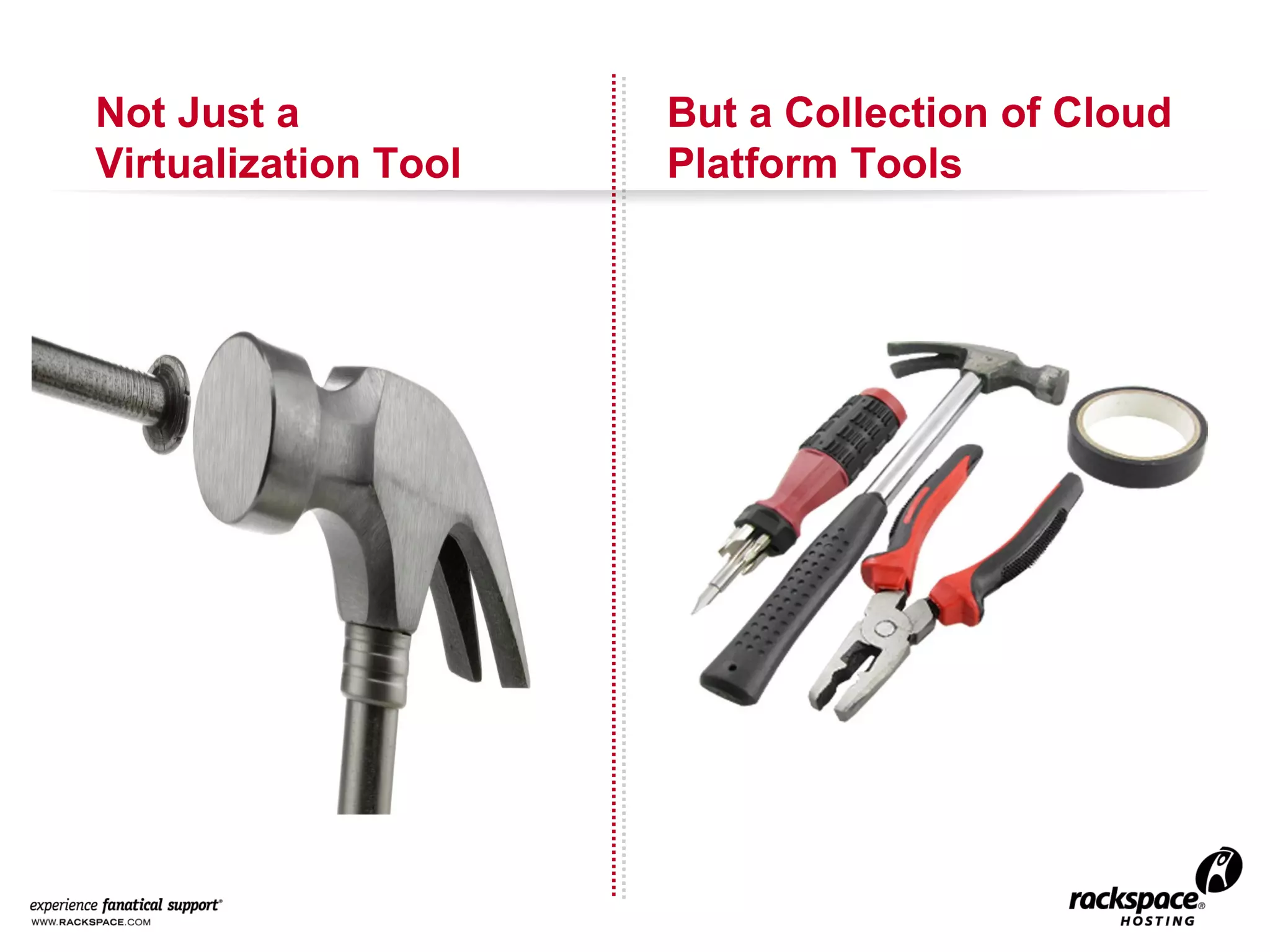 Not Just a
Virtualization Tool

But a Collection of Cloud
Platform Tools

 