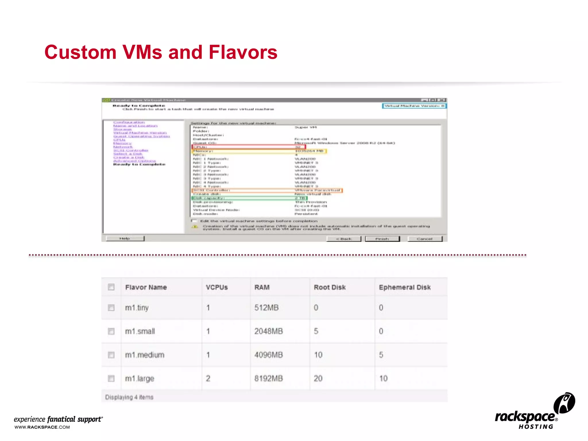 Custom VMs and Flavors

 
