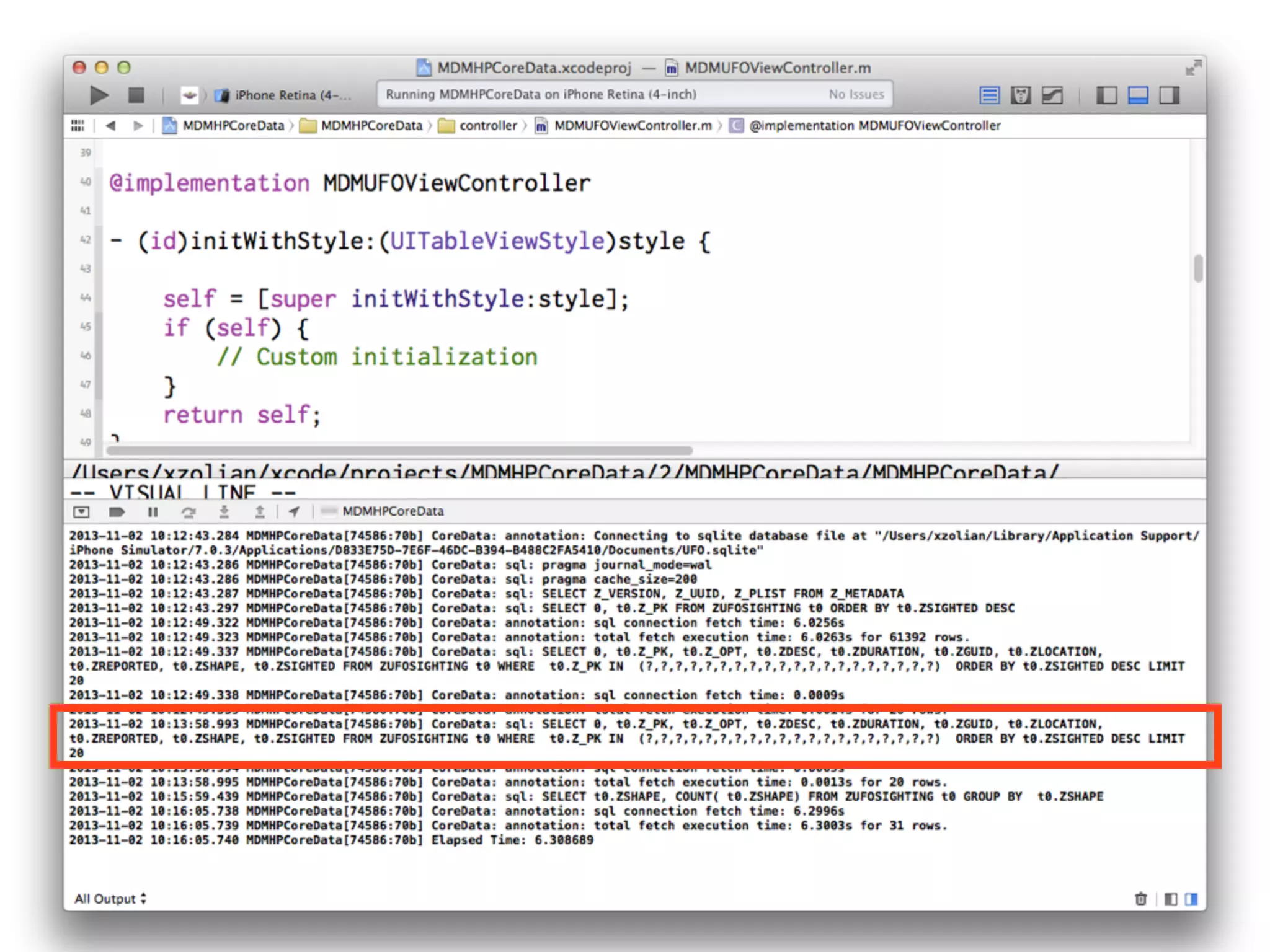 -com.apple.CoreData.SQLDebug [1,2,3]
 