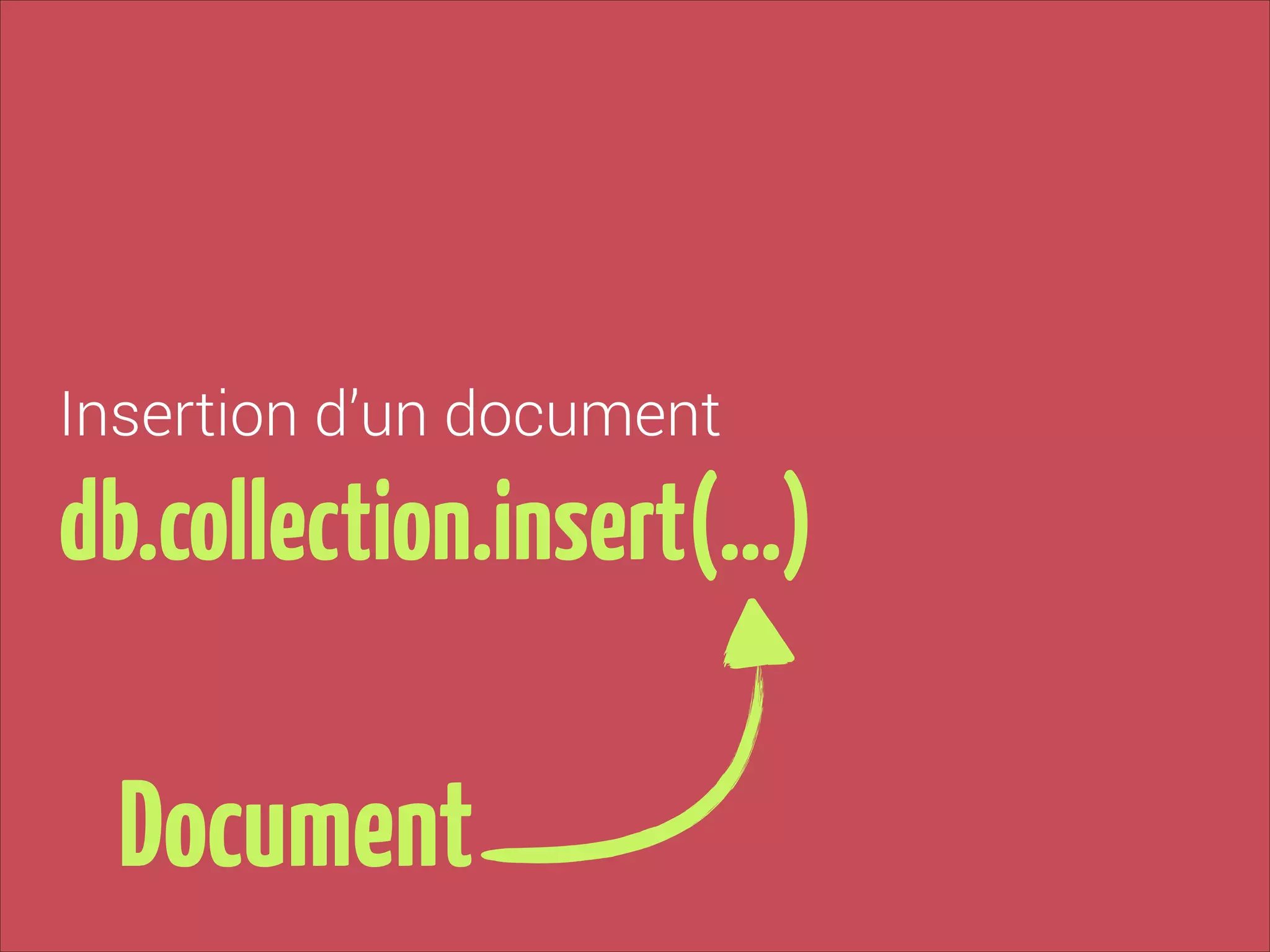 Insertion d’un document

db.collection.insert(…)

Document

 