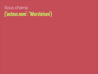 Sous champ

{‘auteur.nom’: ‘Wursteisen’}

 