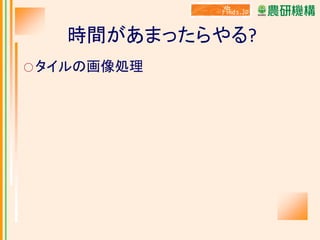 時間があまったらやる?
○ タイルの画像処理

 