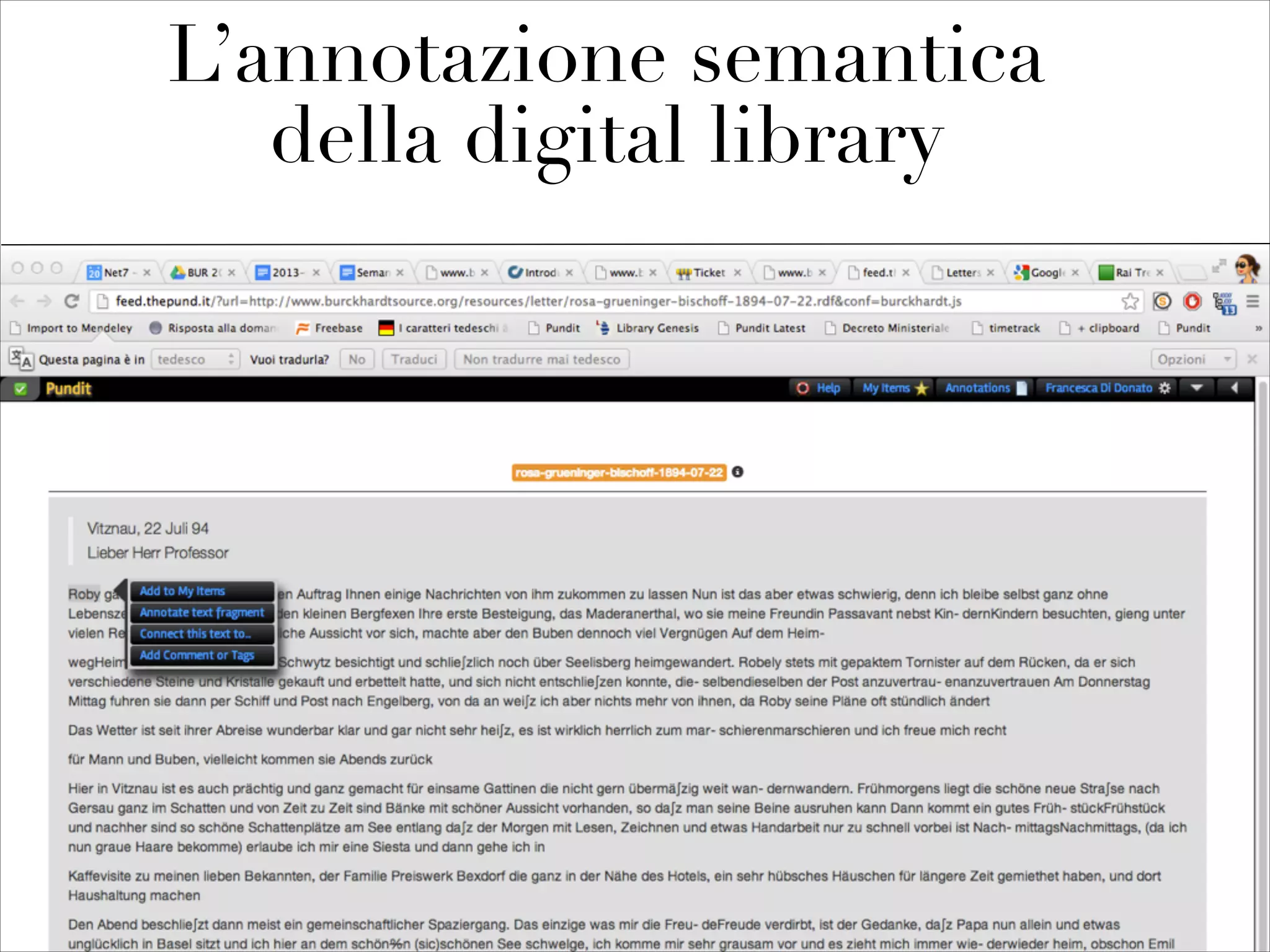 L’annotazione semantica
della digital library
 