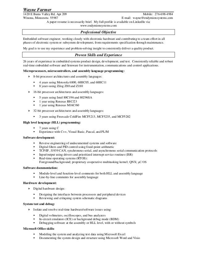 resume for wayne farmer pdf
