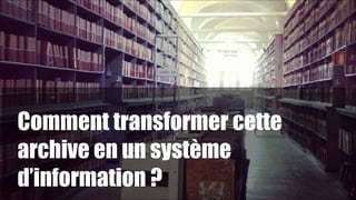 Comment transformer cette
archive en un système
d’information ?

!11

1

 