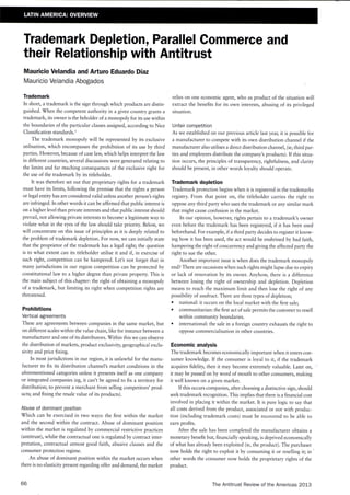 Trademark Depletion, Parallel Commerce one their Relationship with Antitrust.