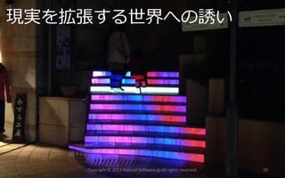 現実を拡張する世界への誘い




    Copyright © 2012 Natural Software.jp All rights reserved.   20
 