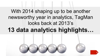 With 2014 shaping up to be another
newsworthy year in analytics, TagMan
looks back at 2013’s

13 data analytics highlights…

 