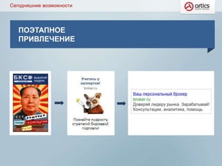 ПОЭТАПНОЕ
ПРИВЛЕЧЕНИЕ
Сегодняшние возможности
 