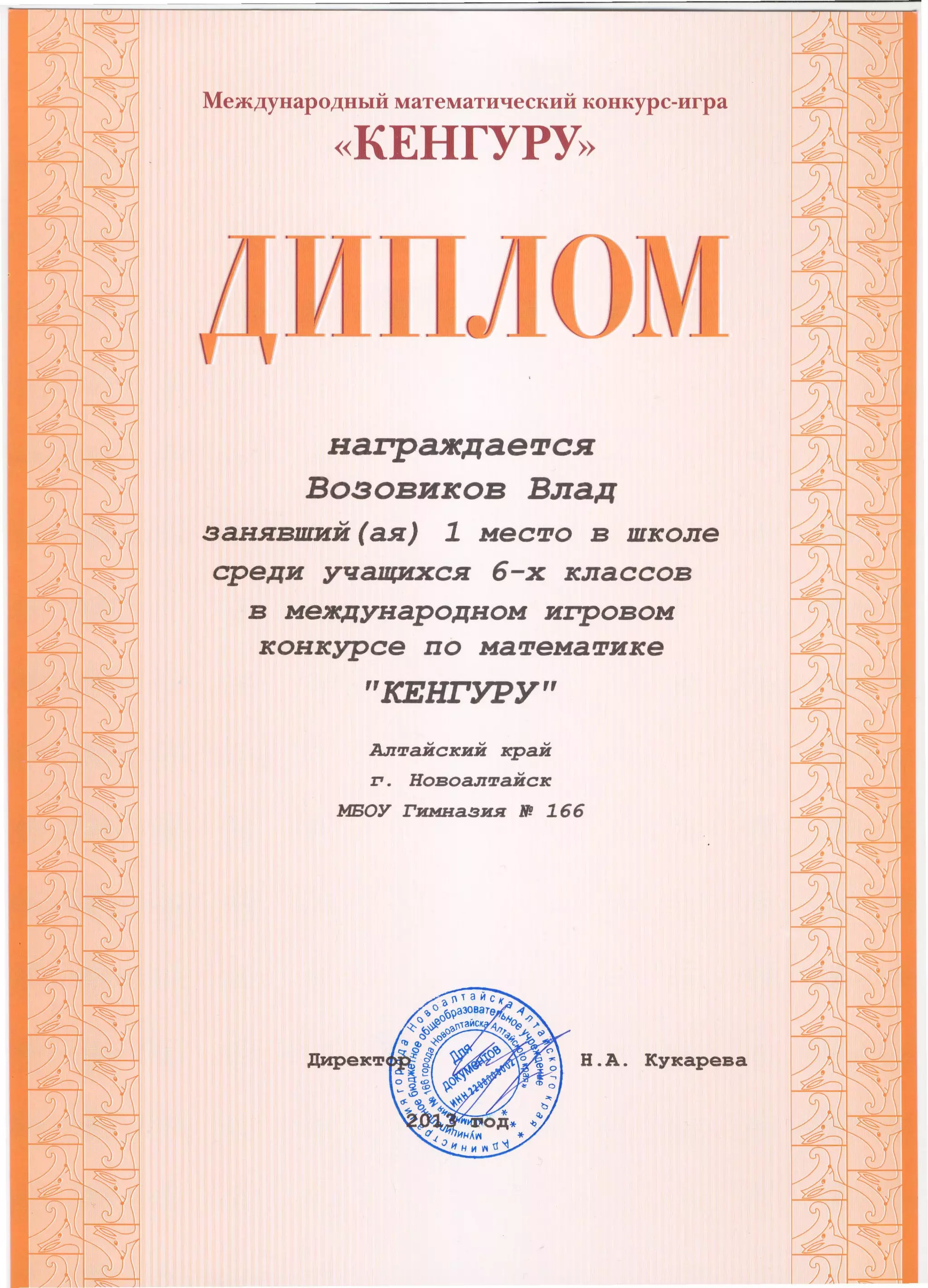 кенгуру 2013 дипломы