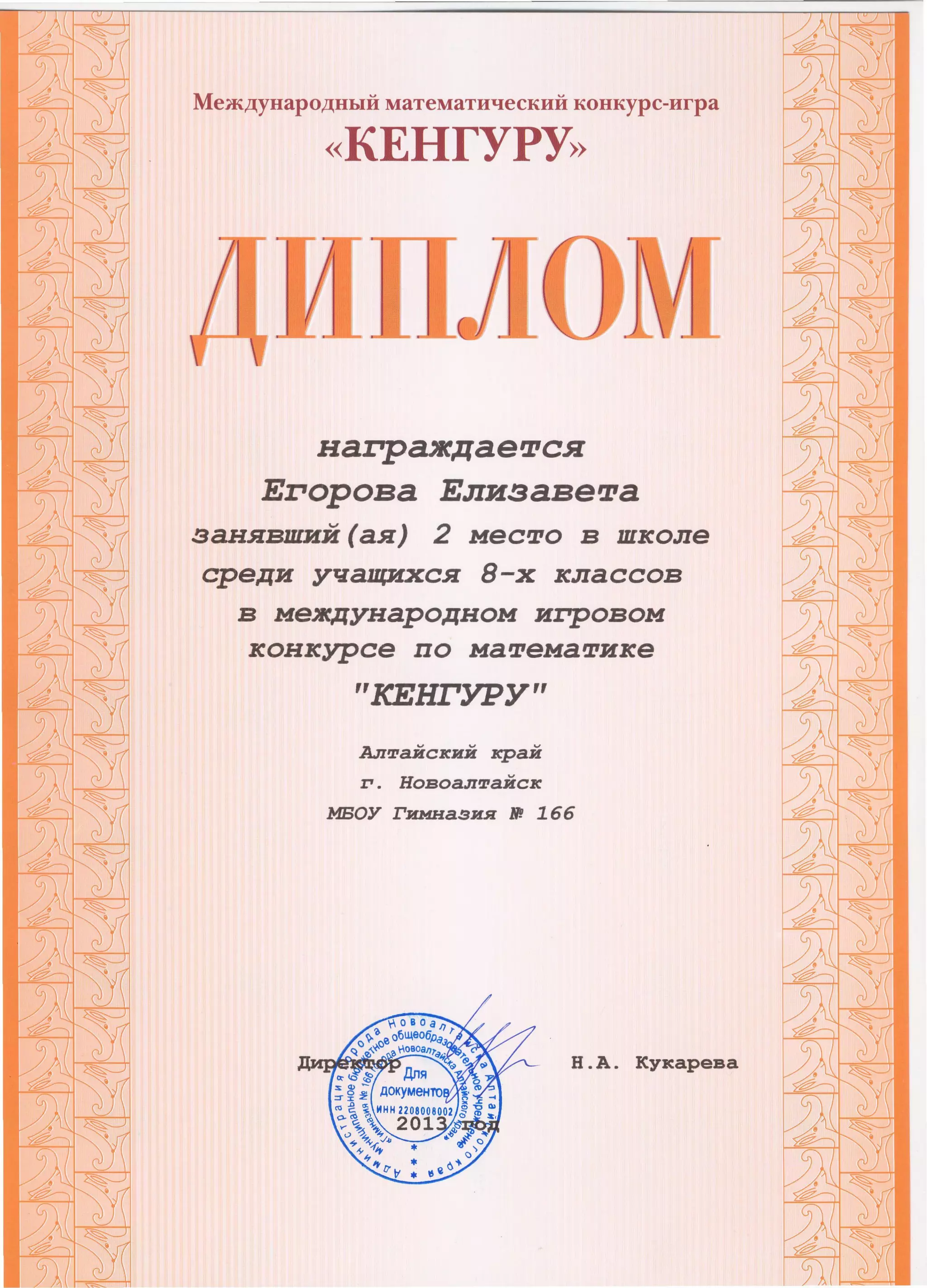 кенгуру 2013 дипломы