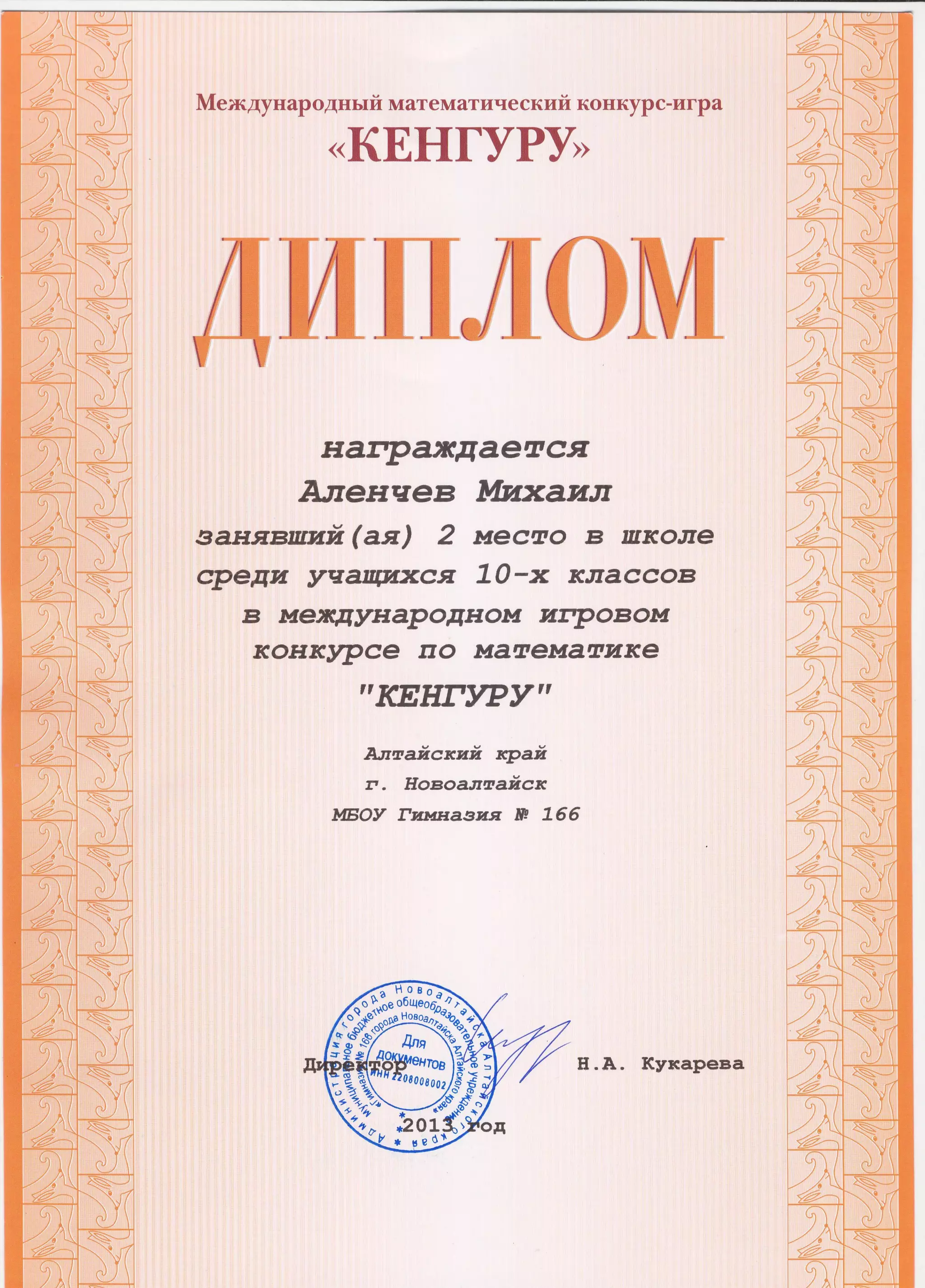 кенгуру 2013 дипломы