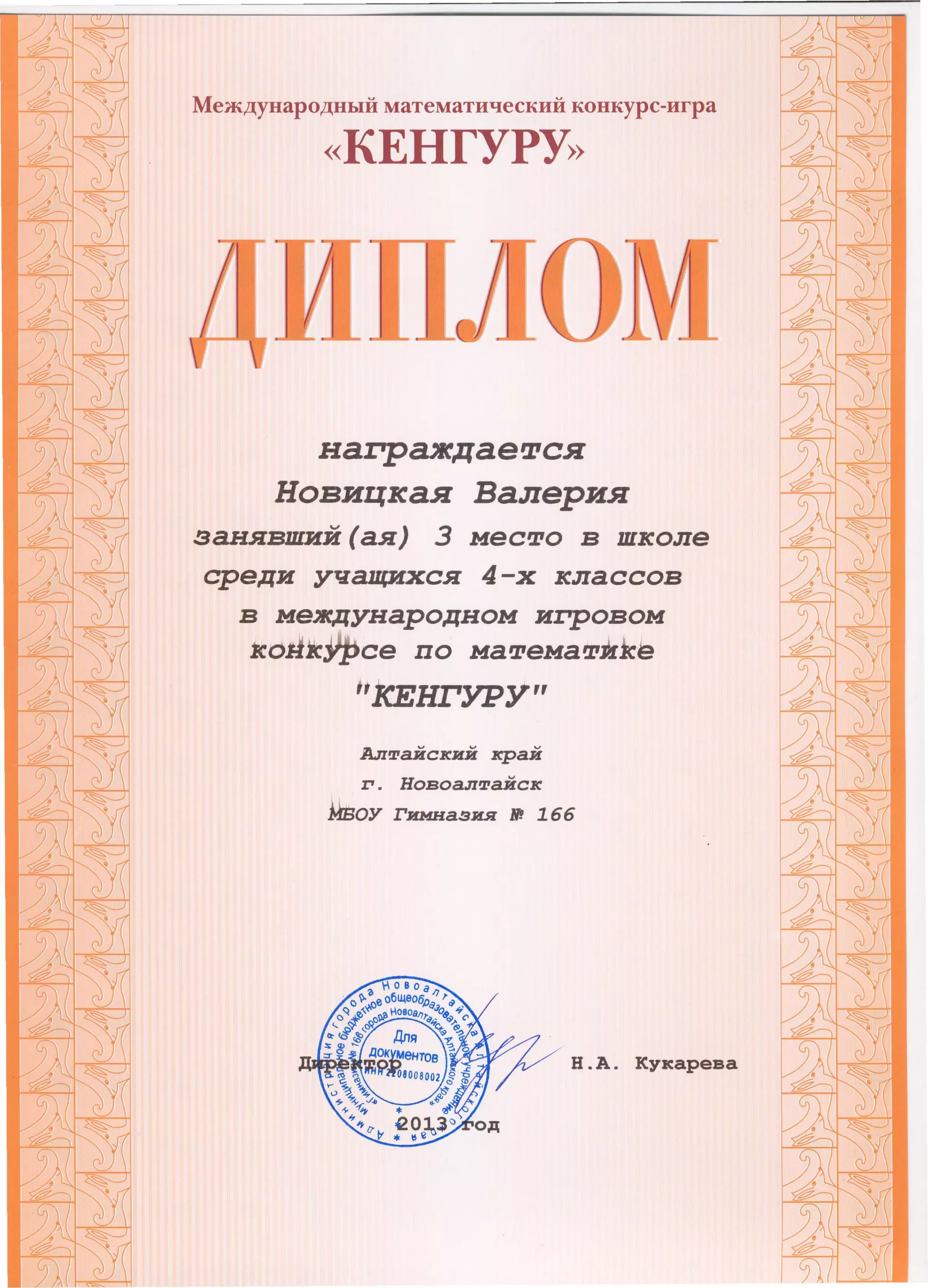 кенгуру 2013 дипломы