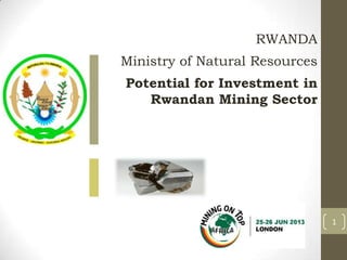 1
RWANDA
Ministry of Natural Resources
Potential for Investment in
Rwandan Mining Sector
 