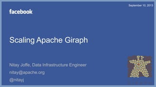 Scaling Apache Giraph
Nitay Joffe, Data Infrastructure Engineer
nitay@apache.org
@nitayj
September 10, 2013
 