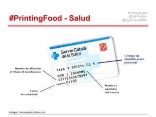 #PrintingFood - Investigación
Imágen: function1.com
#PrintingFood
@3dPrintBcn
@LightYourselfUp
 
