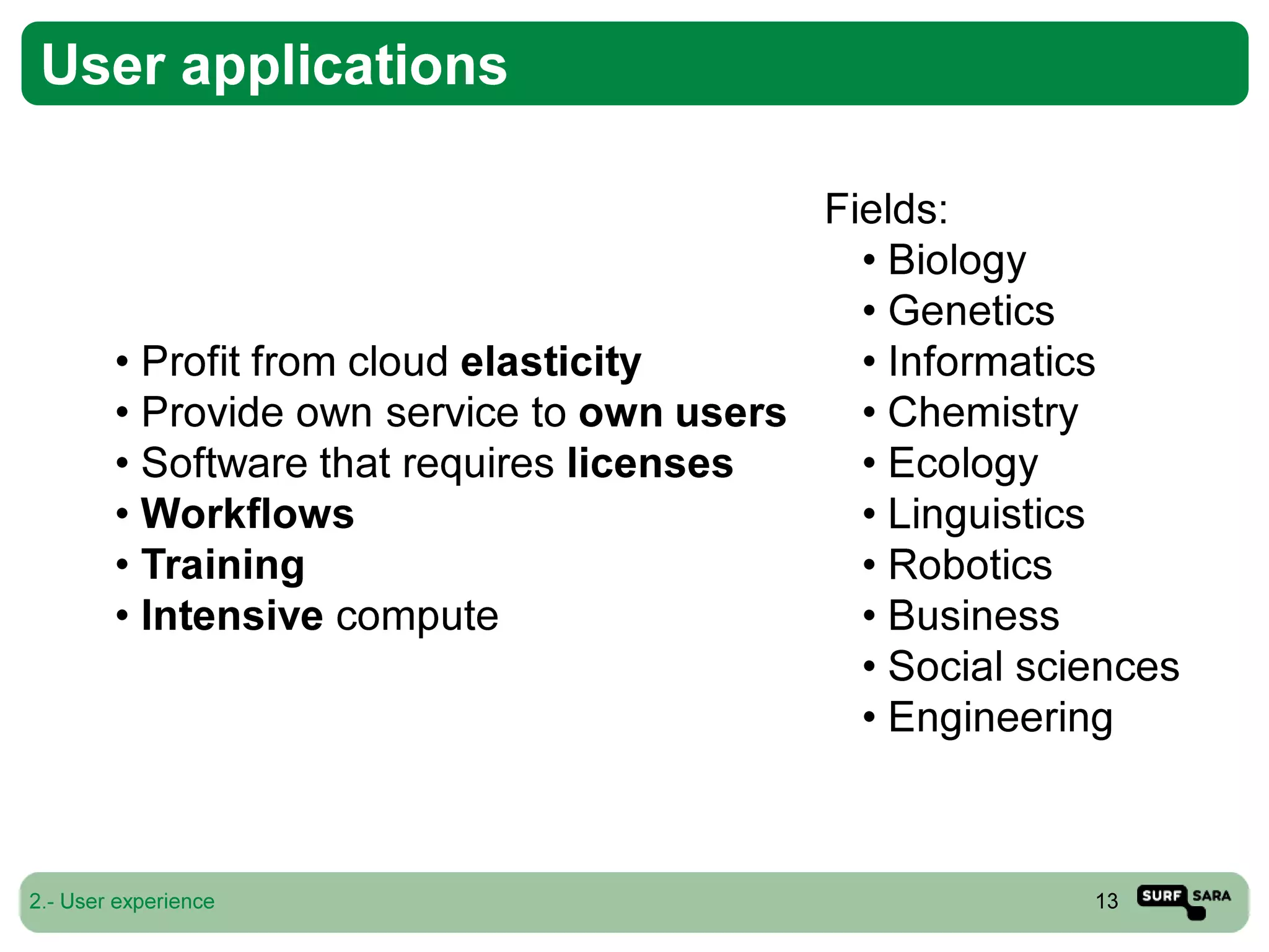 High Performance Computing Cloud at SURFsara: Experiences with OpenNebula 3.x