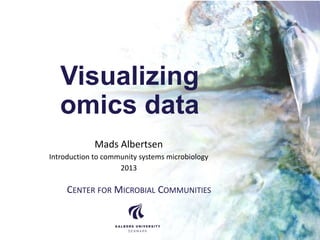 Visualizing
omics data
Mads Albertsen
Introduction to community systems microbiology
2013

CENTER FOR MICROBIAL COMMUNITIES

 