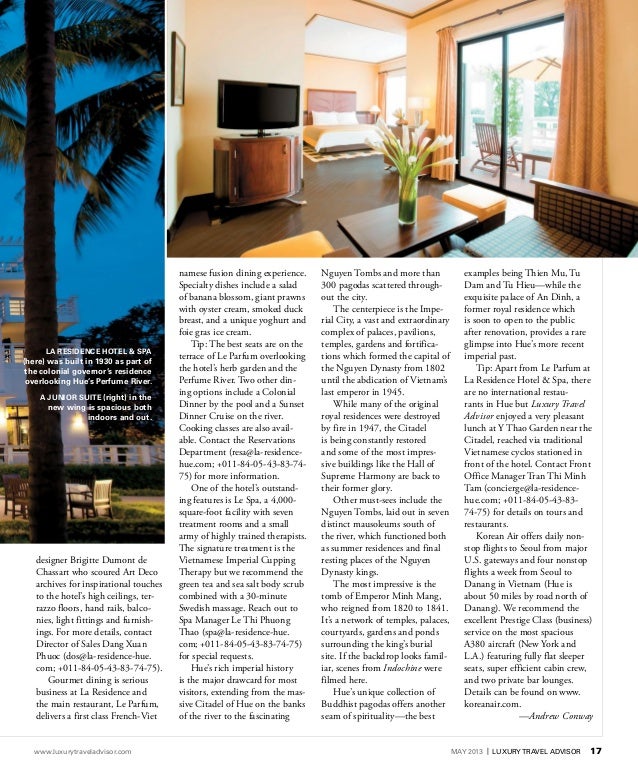 Luxury Travel Advisor Magazine devotes two full pages featuring La Re…