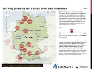 http://opendata.zeit.de/atomreaktoren/#/en/

14

資料新聞學 101

 