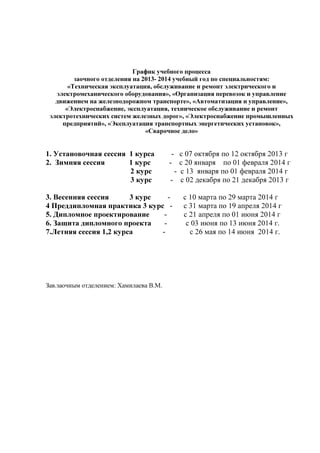 График учебного процесса на 2013 14 уч.г