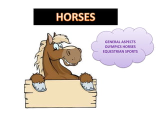 GENERAL ASPECTS
OLYMPICS HORSES
EQUESTRIAN SPORTS
 