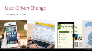 User-Driven Change
The time to act is now.

COMMUNICATION

BANKING

26 | 20 November 2013 | SDNC Cardiﬀ | @byVeryday | @Mo...