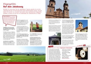 Gesagt getan, und so hat es mich auf
den “Schaubalkon des Schwarzwaldes” –
die Wegstrecke zwischen St. Märgen und
St. Peter – gezogen.
Am Morgen werden wir von Vogelgezwit-
scher geweckt. Das Wetter ist super, keine
einzige Wolke am blauen Himmel. Da wer-
den wir heute wohl ziemlich ins Schwitzen
geraten. Zunächst durchqueren wir den
ganzen Hochschwarzwald, um nach St.
Märgen zu kommen. Unterwegs können
wir schon erahnen, welch tolle Aussicht
uns diese Gegend bietet.
Unser Weg beginnt an der barocken
Klosterkirche von St. Märgen. Wir sind
begeistert von der Klosterkirche, die nicht
nur äußerlich, sondern auch im Innen-
raum imposant wirkt. Mit diesen ersten
Eindrücken im Gepäck, führt uns unser
Weg an einer Pferde-Statue vorbei, die
mir als Pferdeliebhaberin sofort ins Auge
sticht. St. Märgen ist nicht nur für die
Klosterkirche, sondern auch für seine
Schwarzwälder Pferde bekannt.
Der Jakobsmuschel folgend führt uns
unser Weg stetig bergauf, hinaus aus dem
Ort. Immer am Waldrand entlang kommen
wir zum Birkenwegeck. Von hier genießen
wir den grandiosen Blick auf die beiden
Klosterdörfer St. Märgen und St. Peter,
unser Ziel.
Diesen Ausblick und einen Spruch von
Jean Paul „Unsere größten Erlebnisse sind
nicht die lautesten, sondern unsere stills-
ten Stunden“, lassen wir bei einer kurzen
Rast auf uns wirken.
Weiter geht es im Schatten des Waldes.
Hier entdecken wir einen sehr verzweigten,
alten Baum. Da kann ich nicht widerstehen
und Schwups hangle ich mich wie ein Äf-
chen auf den untersten Ast. Danach set-
zen wir den Weg fort und erreichen nach
einigen Minuten endlich unser nächstes
Ziel, die Kapfenkapelle. Wir bewundern die
Schönheit dieser Kapelle und lesen voller
Neugierde ihre Geschichte.
Am Fuße der Kapelle bietet sich eine
herrliche Aussicht vom Thurner bis hin
zum Schauinsland. Am Roten Kreuz
vorbei, entlang auf schmalen, steinigen
und verwurzelten Pfaden, gelangen wir zur
Vogesenkapelle. Diese kleine, aus Holz ge-
baute Kapelle steht auf einer weitläuigen
Lichtung mitten im Wald. Da hier gerade
viel Andrang herrscht, genießen wir den
Weitblick bis hin zum Feldberg und lassen
uns zu einer kleinen Rast nieder. Zu
unserer Linken können wir immer noch
die hohen Türme der Klosterkirche von
St. Märgen erkennen.
Nach der kurzen Rast betreten wir die kleine
Kapelle und lesen auch ihre Geschichte vol-
ler Interesse und betrachten den liebevoll
verzierten und geschmückten Innenraum.
In Gedanken versunken setzten wir unseren
Weg fort und verlassen kurz darauf den
Wald. Von nun an führt der Weg bergab und
in der Ferne kann man schon die beiden
Kirchtürme der Klosterkirche von St. Peter
erkennen. Immer häuiger beinden sich
Wegkreuze und Kruziixe am Wegesrand.
Ein Brunnen lässt uns die Hitze vergessen
und wir tauchen unsere Hände ins kühle
Nass, spritzen uns das Wasser ins Gesicht
und genießen diese kurze Abkühlung. Wei-
ter der Jakobsmuschel folgend, erreichen
wir St. Peter und begeben uns direkt zur
Klosterkirche, die man kaum übersehen
kann. In der Kirche setzen wir uns in eine
Kirchenbank, um die ganzen Tageseindrü-
cke zu verarbeiten und lassen die Stille
dieses Gotteshauses auf uns wirken.
Durch einen Tipp aufmerksam geworden,
machen wir noch einen Umweg zu der
versteckt gelegenen Ursulakapelle, die sich
hinter dem Bertoldsplatz beindet.
Der Bus bringt uns zurück nach St. Mär-
gen. Wir durchqueren wieder den Hoch-
schwarzwald und erblicken überall am
Straßenrand weitere kleine Hofkapellen,
die uns auf der Hinfahrt am Morgen gar
nicht aufgefallen sind.
Zuhause angekommen, lassen wir diesen
heißen Tag am Schluchsee ausklingen. Ein
erfrischendes Bad im angenehm kühlen
Wasser erfrischt unsere müden Füße und
belebt den ganzen Körper neu. Egal ob mit
der Luftmatratze oder schwimmend den
See erkundet es ist auf alle Fälle ein tolles
Erlebnis.
hochragend
hochinformativ
hochzeit
Kloster Museum St. Märgen: Siegeszug der Schwarzwalduhr
Um 1660 fertigen die Schwarzwälder
Uhrmacherbrüder Georg und Mathias
Kreutz die ersten hölzernen Waaguhren.
Bald beginnt der weltweite Siegeszug der
Schwarzwalduhr. Die Ausstellung öfnet
den Blick auf die faszinierende Geschichte
hinter dem Stereotyp von der Kuckucksuhr.
Landschaft – Kunst – Uhrengeschichte.
Das Kloster Museum in St. Märgen bietet
einen breiten Querschnitt durch die wich-
tigsten Themen, die den Schwarzwald in
den vergangenen Jahrhunderten prägten.
Tauchen Sie ein in die Welt der
Schwarzwalduhren und deren
Entstehungsgeschichte.
Kloster Museum St. Märgen
Rathausplatz 1
79274 St. Märgen
Telefon +49 (0)7652/1206-8390
rathaus@st-maergen.de
Weitere Informationen:
www.kloster-museum.de
Cardhochattraktiv!
Freier Eintritt mit der Hochschwarzwald Card.
Svenja Haberkornunsere „Reingschmeckte“,
stammt aus dem schönen Hohenlohe-Frankenland
und ist seit einem Jahr im Hochschwarzwald als
Studentin tätig. In den Hochschwarzwald hat sie
sich seit dem ersten Tag verliebt und kein Tag geht
vorüber, an dem sie nicht die Region per Pedes
oder mit dem Mountainbike Stück für Stück
entdeckt. Svenja hat sich bereits als echte
Schwarzwälderin gemausert!
Pilgergefühl:
Auf dem Jakobsweg
Nachdem ich schon einen Teil des Jakobswegs in Spanien gelaufen bin, hat die
Jakobsweg-Muschel im Hochschwarzwald meine Aufmerksamkeit erweckt. Und was
bietet sich da mehr an, um endlich mal wieder dieses wohlbekannte Pilgergefühl
aufleben zu lassen, als auch hier im Schwarzwald der Jakobsmuschel zu folgen.
hochtouren 5 __4 hochtouren
 