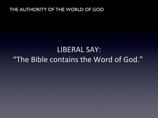 The Authority Of The Word Of God