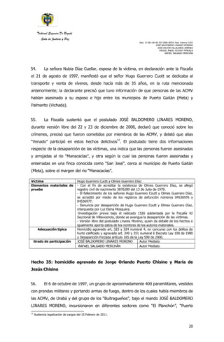 TRIBUNAL SUPERIOR DE BOGOTÁ SALA DE JUSTICIA Y PAZ: Sentencia José Ba…