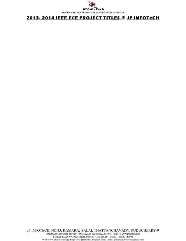 IEEE PROJECTS FOR ECE 2013 2014 | PDF