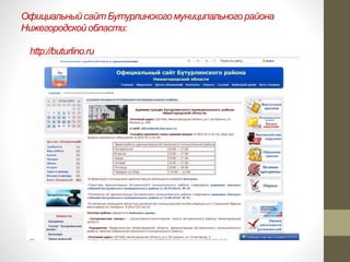Официальный сайт Бутурлинского муниципального района
Нижегородской области:
http://buturlino.ru
 