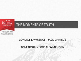 CORDELL LAWRENCE- JACK DANIEL’S

 TOM TROJA - SOCIAL SYMPHONY
 