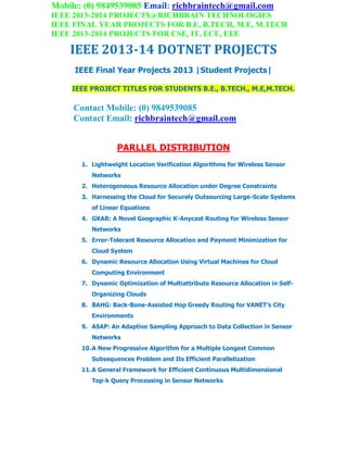 2013 2014 ieee final sem me,mtech dotnet project titles | PDF