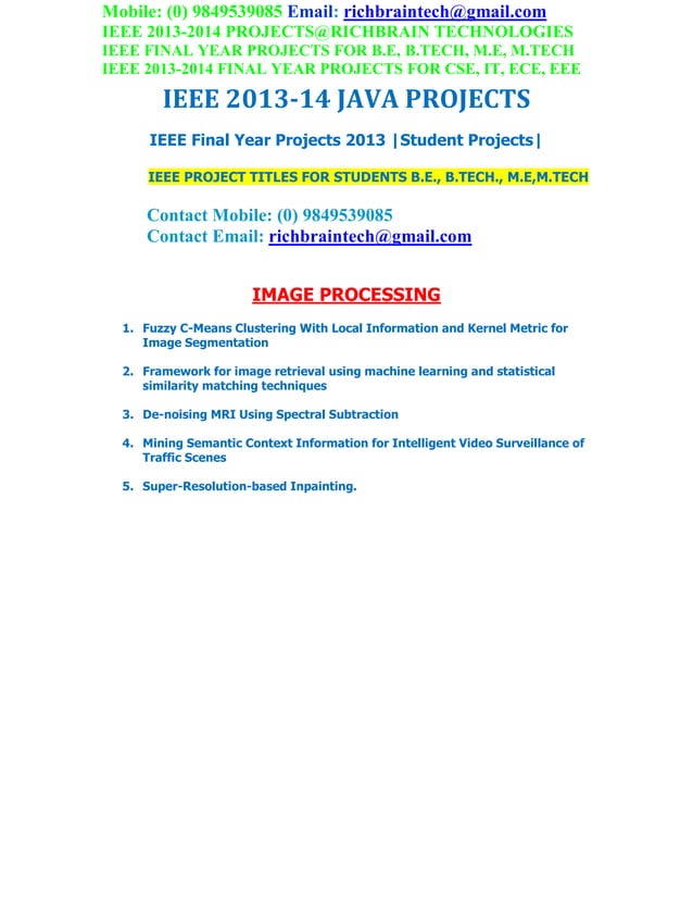 2013 2014 ieee java projects richbraintechnologies | PDF