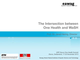 The Intersection between
One Health and WaSH
Prof. Dr. Janet Hering, Director

GRF Davos One Health Summit
Davos, Switzerland, 17-20 November 2013
Eawag: Swiss Federal Institute of Aquatic Science and Technology

 