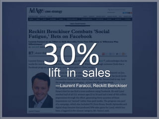 lift in sales
—Laurent Faracci, Reckitt Benckiser
 