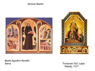 Simone Martini




Beato Agostino Novello
Siena                                Toulouse-i Szt. Lajos
                                      Nápoly, 1317
 