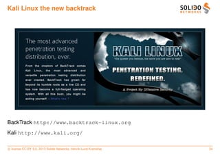 Kali Linux the new backtrack




BackTrack http://www.backtrack-linux.org
Kali http://www.kali.org/

c license CC BY 3.0. 2013 Solido Networks, Henrik Lund Kramshøj   34
 
