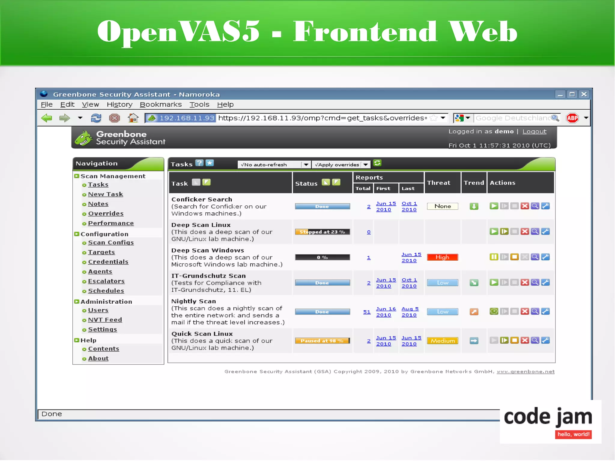 OpenVAS5 - Frontend Web
 