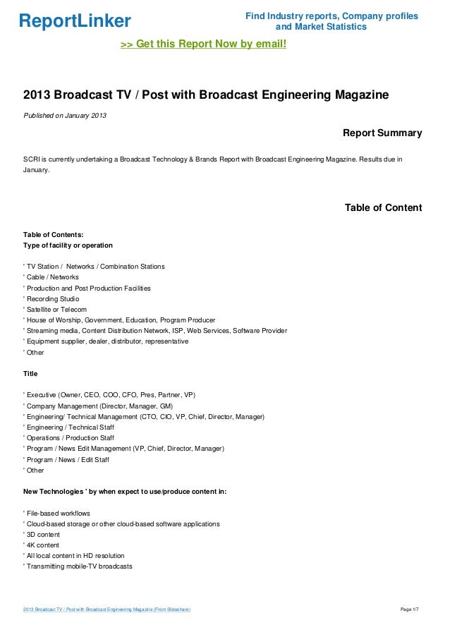 2013 Broadcast TV / Post with Broadcast Engineering Magazine