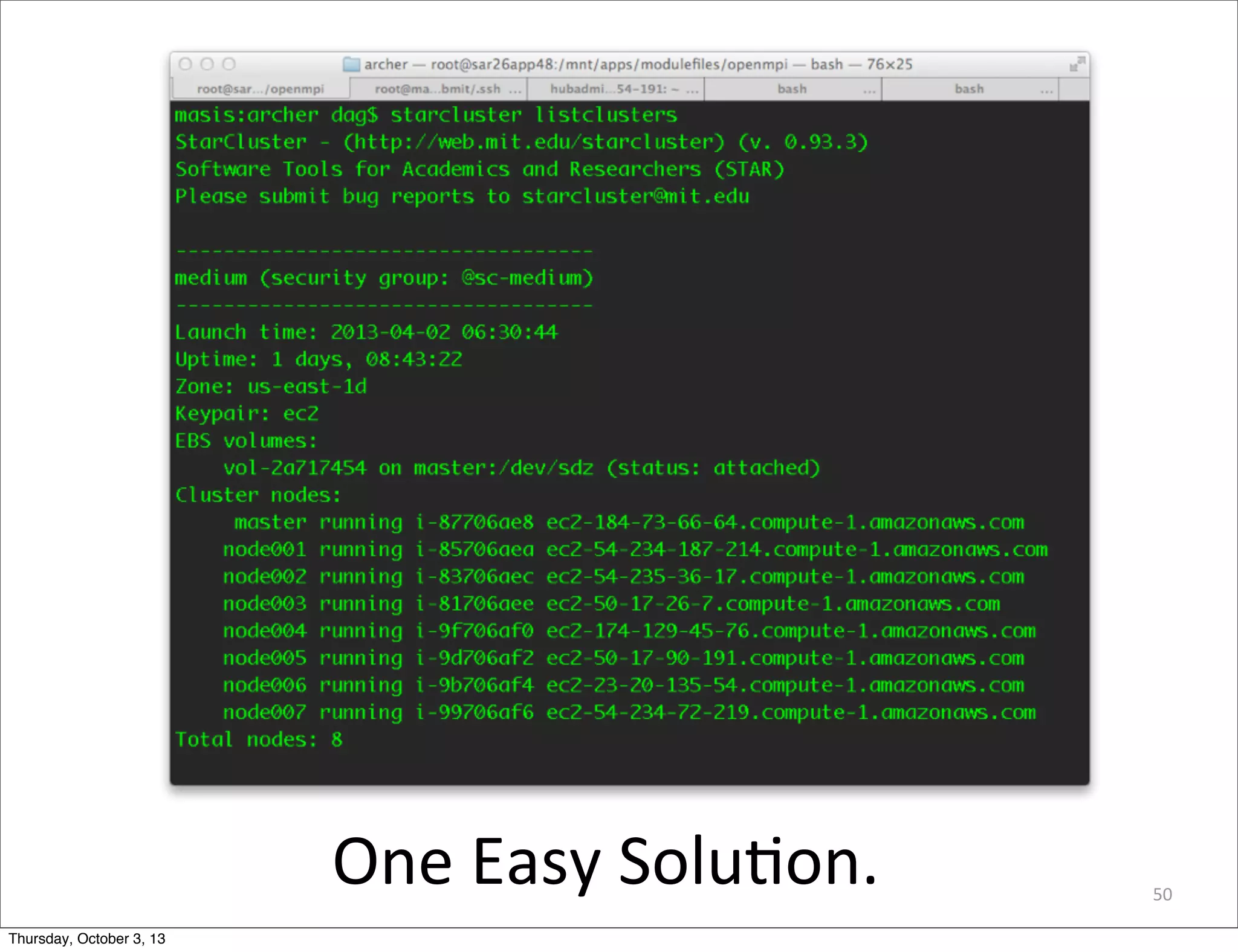 50
One	
  Easy	
  Solu5on.
Thursday, October 3, 13
 