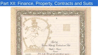 Part XII: Finance, Property, Contracts and Suits
 